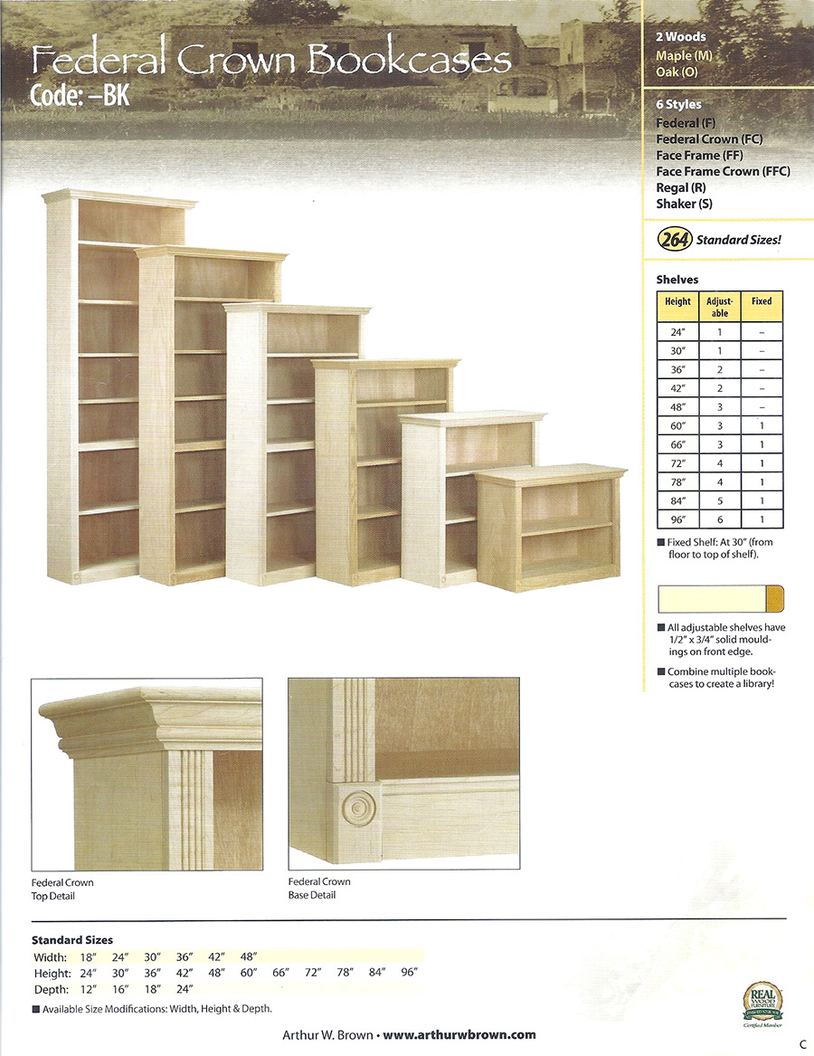 federal crown bookcases